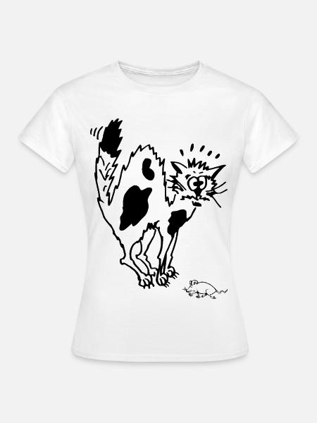 Katze und Maus witzig - Frauen T-Shirt - Weiß