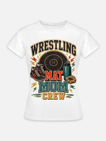 WRESTLING MAT MOM CREW - Frauen T-Shirt - Weiß