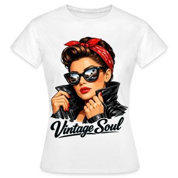 Vintage Soul – Cool Rockabilly Pin-Up Design - Women's T-Shirt - white - Front - AI Model Female 172 dark (172cm)