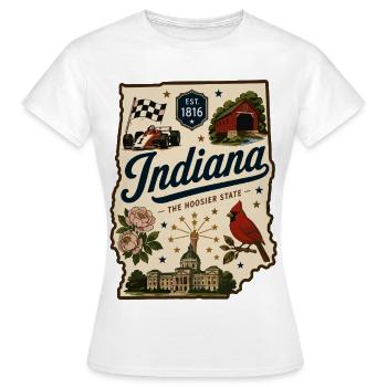 Indiana Hoosier State Vintage-Reiseaufkleber - Frauen T-Shirt - Weiß - Vorne - AI Model Female 172 dark (172cm)