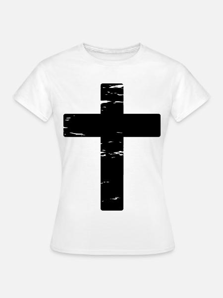 Kreuz used look - Frauen T-Shirt - Weiß