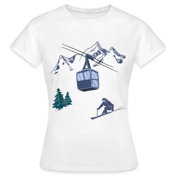 Scène de ski Station de remontées mécaniques Sports d’hiver - T-shirt Femme - blanc - Devant - AI Model Female 172 dark (172cm)