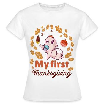 Mon premier Thanksgiving - T-shirt Femme - blanc - Devant - AI Model Female 172 dark (172cm)