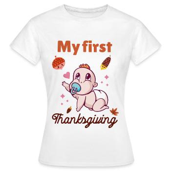 Mon premier Thanksgiving - T-shirt Femme - blanc - Devant - AI Model Female 172 dark (172cm)