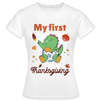 Mon premier Thanksgiving - T-shirt Femme - blanc - Devant - AI Model Female 172 dark (172cm)