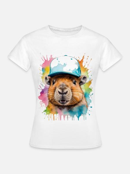 Capybara Snapback Cap Capy Bunt Tier Design Print - Frauen T-Shirt - Weiß