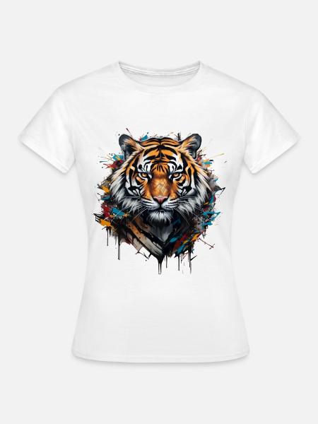 Mächtiger Tiger. Stärke im Graffiti-Stil. - Frauen T-Shirt - Weiß