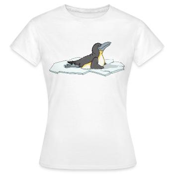 Le pingouin yoga pratique le cobra - T-shirt Femme - blanc - Devant - AI Model Female 172 dark (172cm)