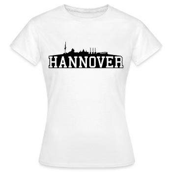Hannover // Skyline // Silhouette // Skylineshirt - Frauen T-Shirt - Weiß - Vorne - AI Model Female 172 dark (172cm)