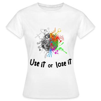 Gehirn / Brain halves functions - use it lose it - Frauen T-Shirt - Weiß - Vorne - AI Model Female 172 dark (172cm)