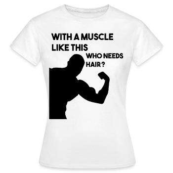 Muskeln und Glatze - Frauen T-Shirt - Weiß - Vorne - AI Model Female 172 dark (172cm)
