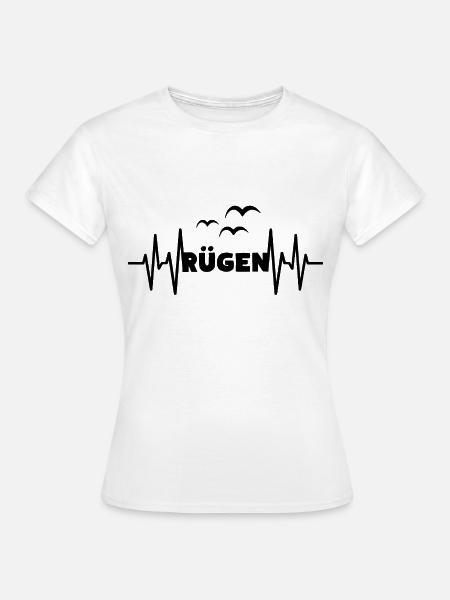 RÜGEN Herzschlag Inselliebe Ostsee - Frauen T-Shirt - Weiß