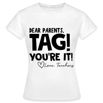 le Dernier jour d'école Drôle Fête des parents - T-shirt Femme - blanc - Devant - AI Model Female 172 dark (172cm)