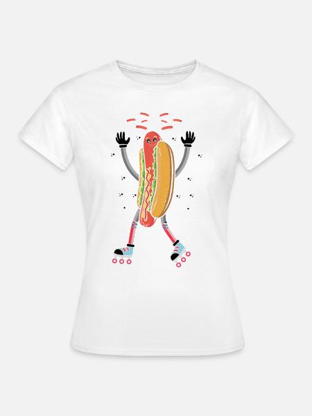 Rollerskaten Rollerskater Skaten Hot Dog Pommes - Frauen T-Shirt - Weiß