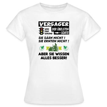 Bauern Proteste Politik Versagen Ampel - Frauen T-Shirt - Weiß - Vorne - AI Model Female 172 dark (172cm)