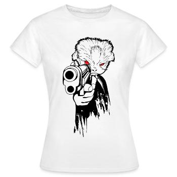 Gangster Cat - T-shirt Femme - blanc - Devant - AI Model Female 172 dark (172cm)