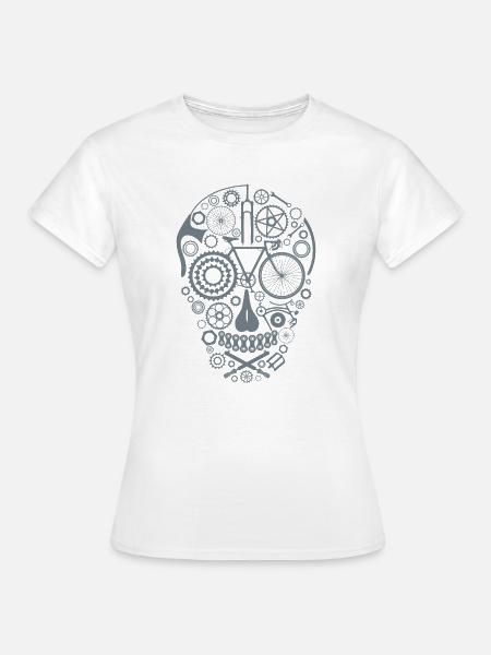 Bicycle Skull grey - Frauen T-Shirt - Weiß