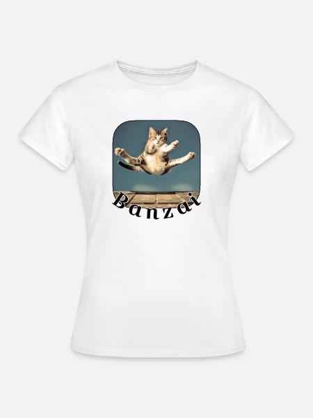 Sprungkatze über Tastatur - Frauen T-Shirt - Weiß