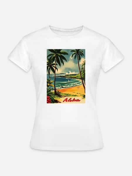 Aloha Strandlandschaft Retro - Frauen T-Shirt - Weiß