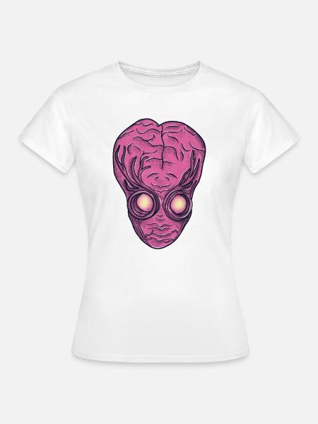 Pinkes Alien-Gesicht Popkunst - Frauen T-Shirt - Weiß