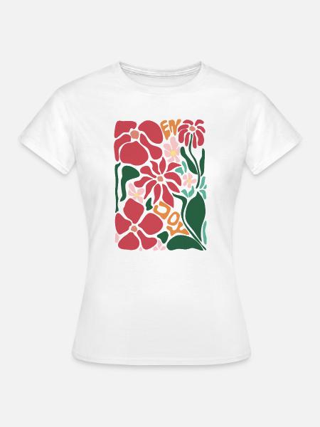 Gute Laune Blumen - rot - Frauen T-Shirt - Weiß