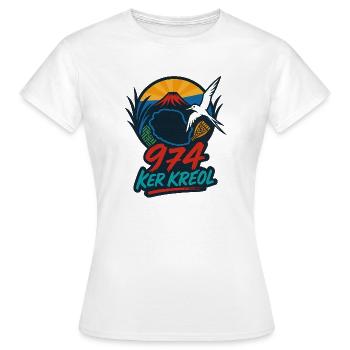 Ker Kreol 974 Island emblématique 02 - T-shirt Femme - blanc - Devant - AI Model Female 172 dark (172cm)