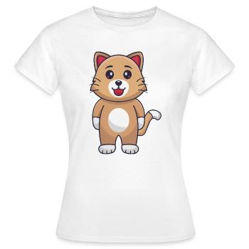 Chat de dessin animé - T-shirt Femme - blanc - Devant - AI Model Female 172 dark (172cm)