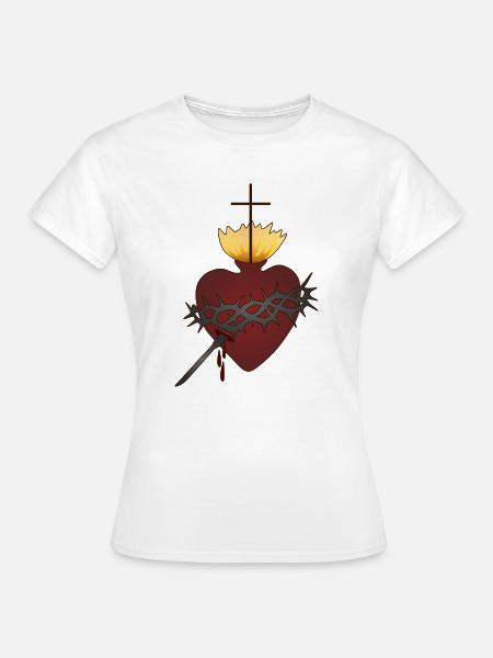 Heiliges Herz mit Dornenkrone - Frauen T-Shirt - Weiß