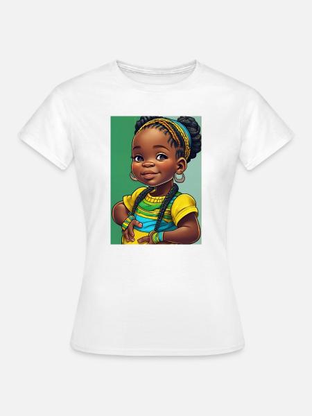 Buntes Afro-Kind in Zöpfen - Frauen T-Shirt - Weiß