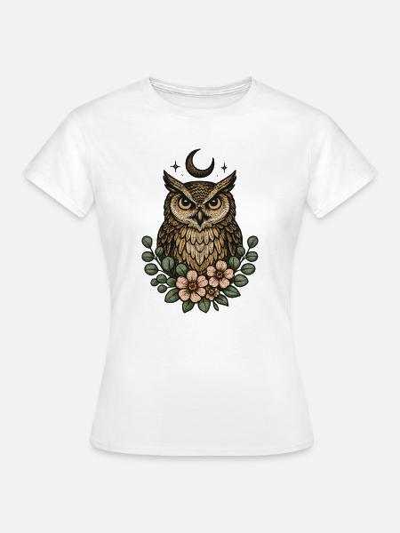 Mondnacht Eulenwald - Frauen T-Shirt - Weiß