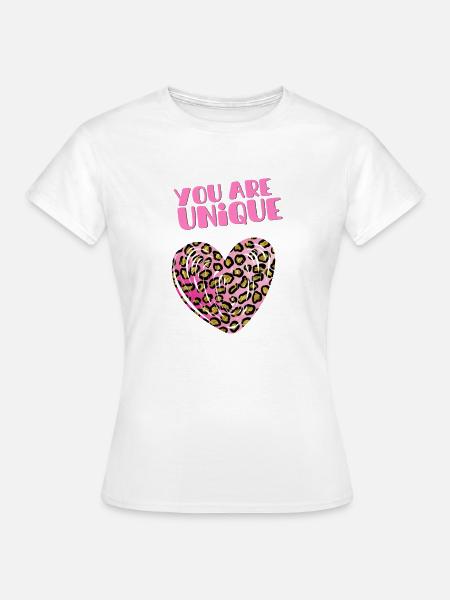 Du bist einzigartig Leopardenherz - Frauen T-Shirt - Weiß