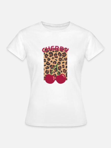 Kirschen im Leopardenlook - Frauen T-Shirt - Weiß
