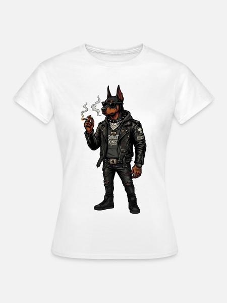 Doberman Rebel Street - Frauen T-Shirt - Weiß