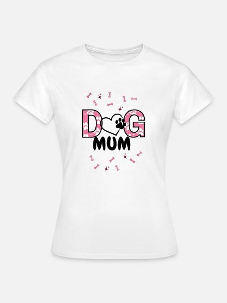 DoG MUM Hundedruck mit Pfotenpattern - Frauen T-Shirt - Weiß