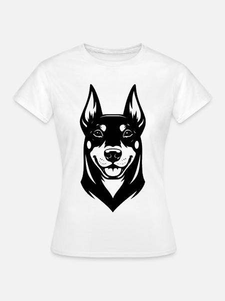Dobermann Kopf Schwarz - Frauen T-Shirt - Weiß