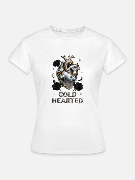Kaltherzig, metallisches Herz Gothic - Frauen T-Shirt - Weiß