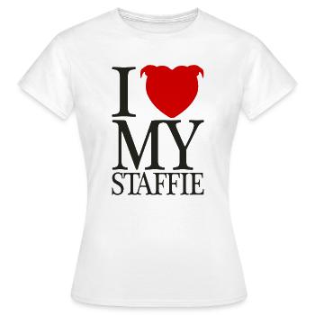 Ich liebe meinen Staffie mit Herzkopf - 008b - Frauen T-Shirt - Weiß - Vorne - AI Model Female 172 dark (172cm)
