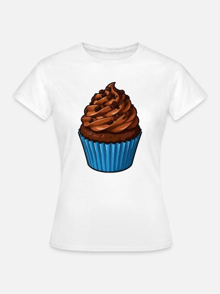 Kakao Cupcake mit Schoko Topping - Frauen T-Shirt - Weiß