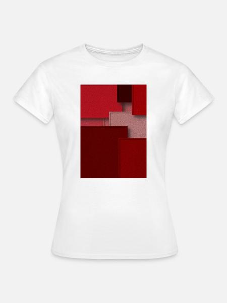Rote Geometrie in abstrakten Blöcken - Frauen T-Shirt - Weiß