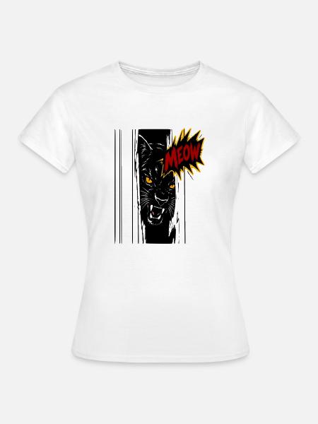 Katzen-Pop-Kunst Miau-Explosion - Frauen T-Shirt - Weiß