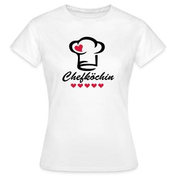 Chef Köchin, Koch Mütze, Fünf Herzen, Küche, Oma - Frauen T-Shirt - Weiß - Vorne - AI Model Female 172 dark (172cm)