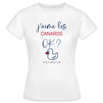 J'aime les canards Ok 7.png - T-shirt Femme - blanc - Devant - AI Model Female 172 dark (172cm)