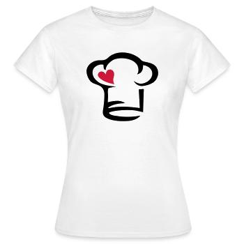 Toque de cuisinier, Coeur, chef, Chapeau - T-shirt Femme - blanc - Devant - AI Model Female 172 dark (172cm)
