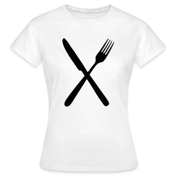 Fork and knife - Women's T-Shirt - white - Front - AI Model Female 172 dark (172cm)