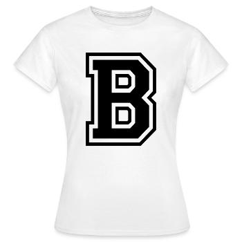 Buchstabe B Football-Team| Baseball| Basketball Universität - Frauen T-Shirt - Weiß - Vorne - AI Model Female 172 dark (172cm)