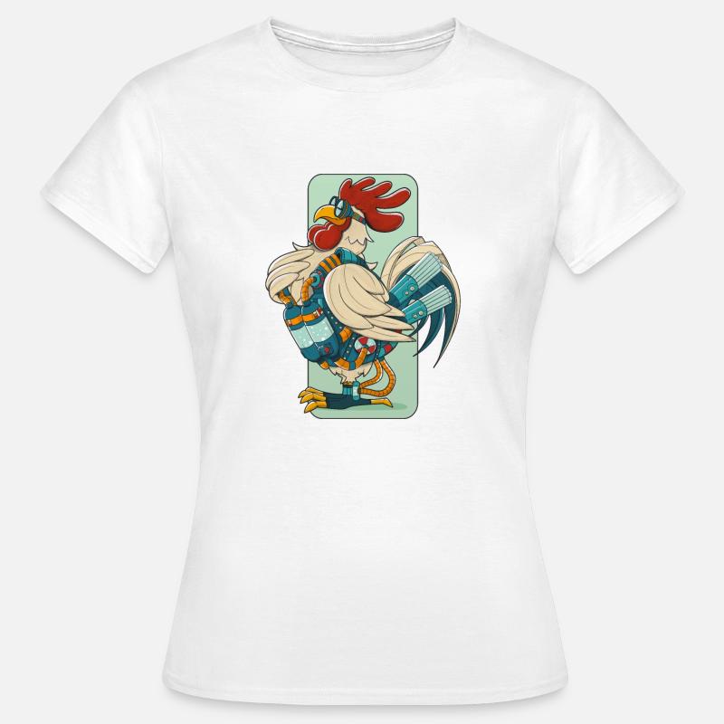 Gallo Steampunk (Perimetro Nero) - Maglietta da donna - bianco