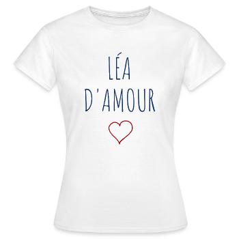 LÉA d'amour - COEUR - T-shirt Femme - blanc - Devant - AI Model Female 172 dark (172cm)