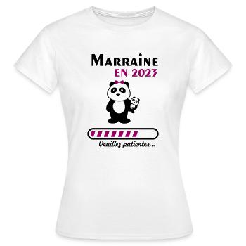 Marraine en 2023, future marraine, grossesse, bébé - T-shirt Femme - blanc - Devant - AI Model Female 172 dark (172cm)