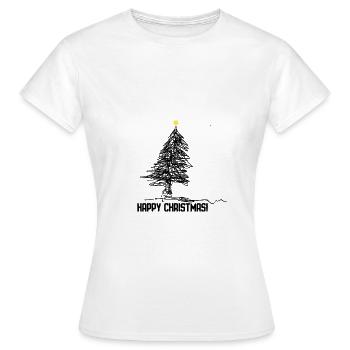 Happy Christmas, Weihnachtsbaum - Frauen T-Shirt - Weiß - Vorne - AI Model Female 172 dark (172cm)