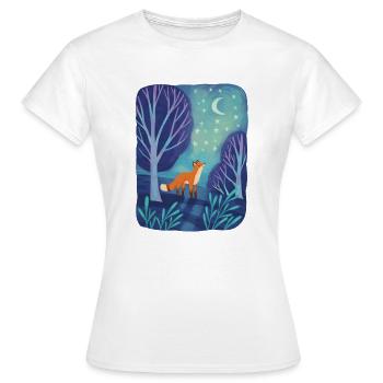 Kleiner Fuchs im Mondschein-T-Shirt - Frauen T-Shirt - Weiß - Vorne - AI Model Female 172 dark (172cm)